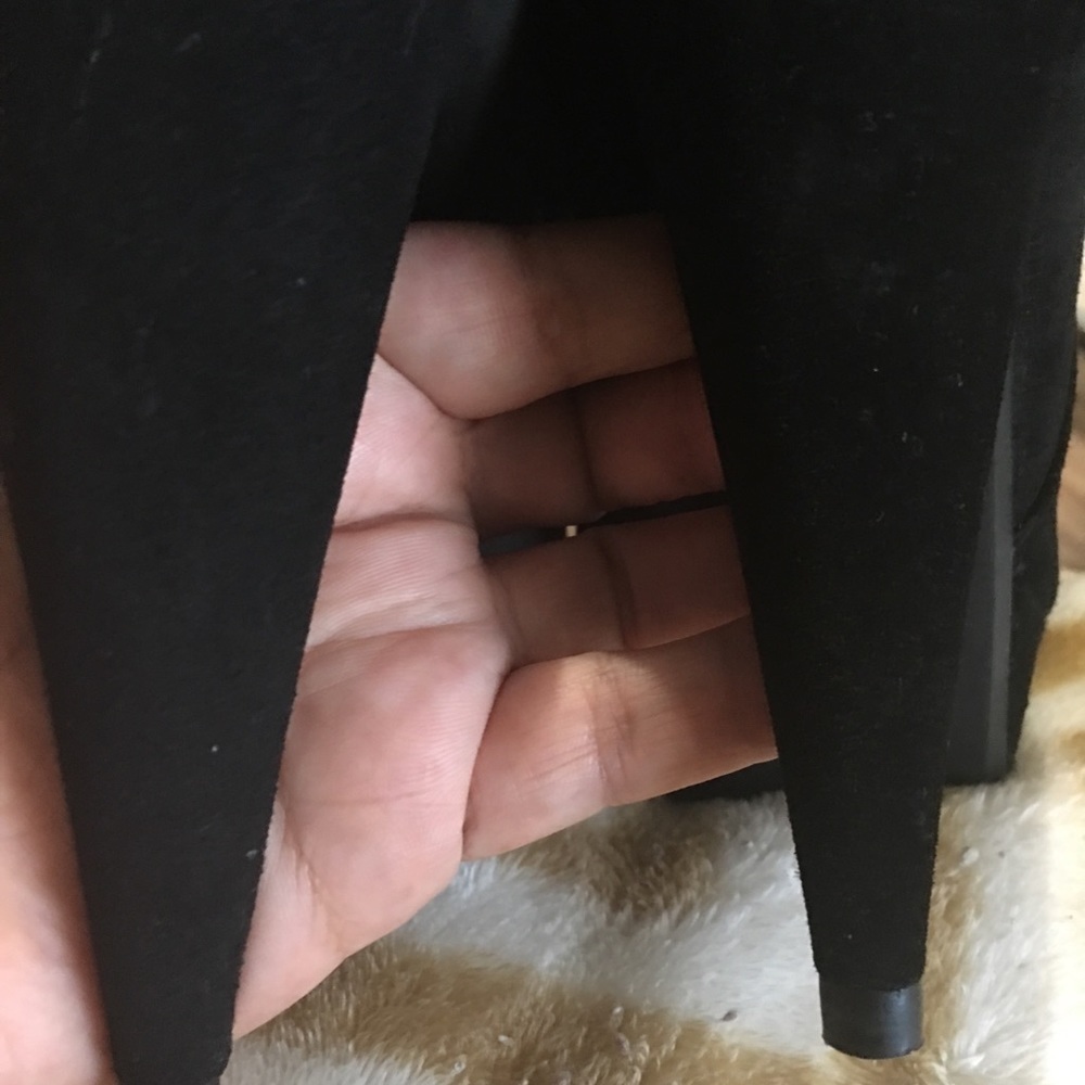 Stuart Weitzman Black‎ Suede Fur Tall Boots 8M Heels - Picture 3 of 8